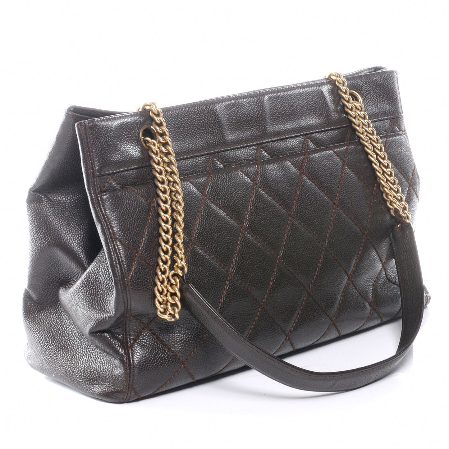 Caviar Quilted Shoulder Bag Brown