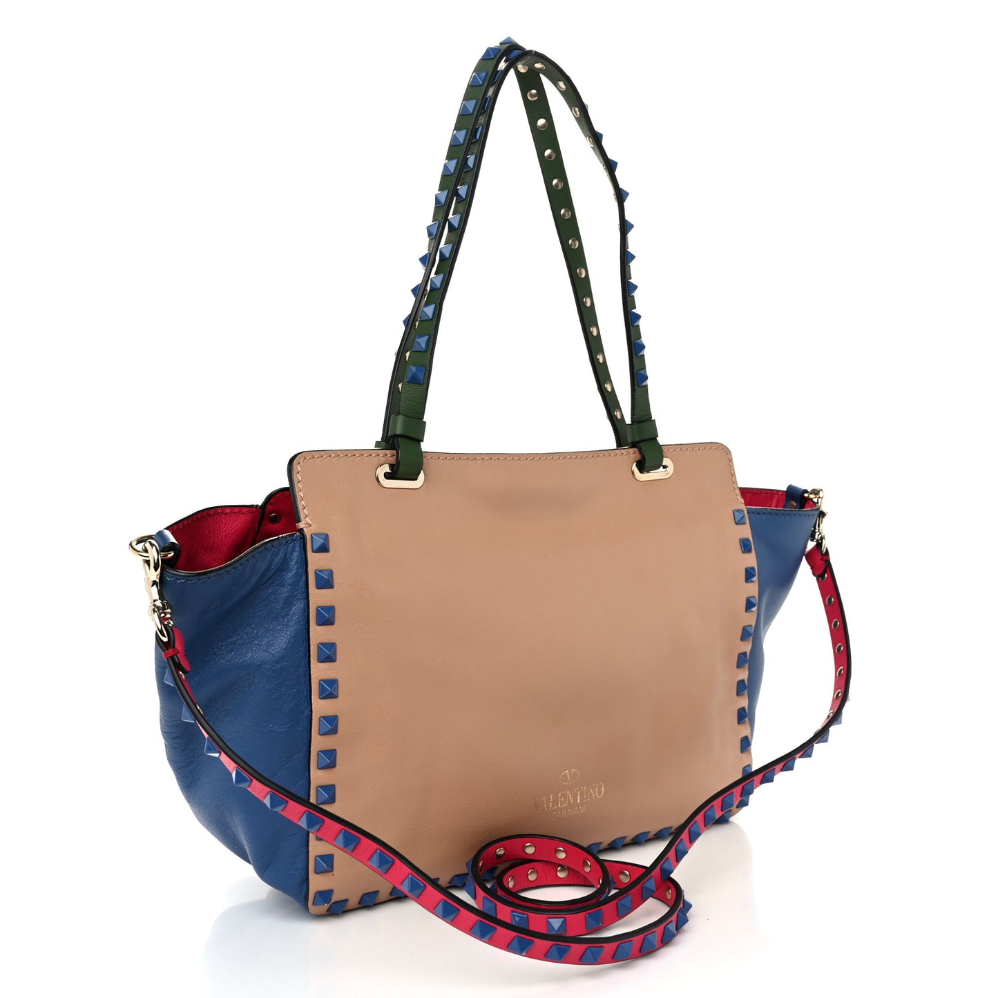 Vitello Colorblock Small Rockstud Tote Multicolor