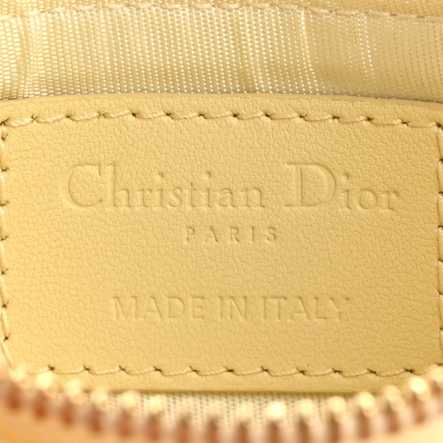 Lambskin Cannage Lady Dior Zipped Key Case Soft Yellow