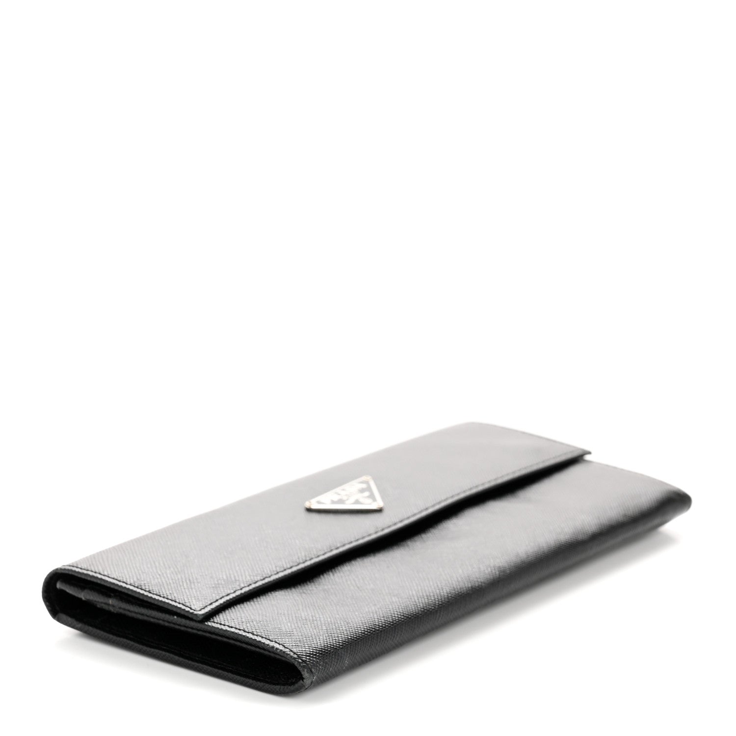 Prada Saffiano Triangle Continental Flap Wallet Black 4 of 11