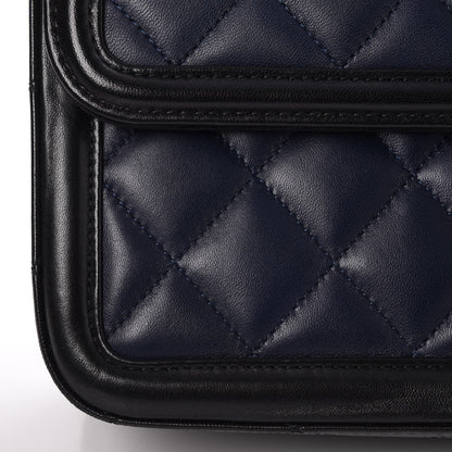 Chanel Calfskin Quilted Large Elegant CC Flap Navy Black 11 of 12