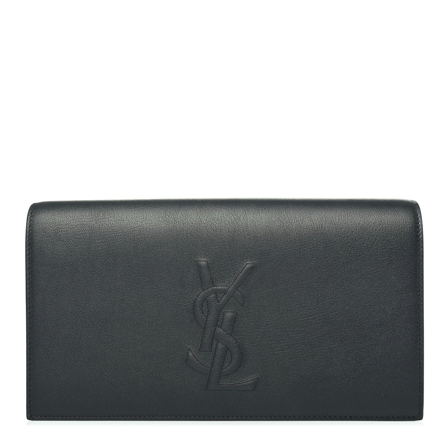 Saint Laurent Calfskin Monogram Large Belle De Jour Clutch Navy 1 of 4
