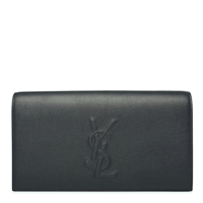 Saint Laurent Calfskin Monogram Large Belle De Jour Clutch Navy 1 of 4