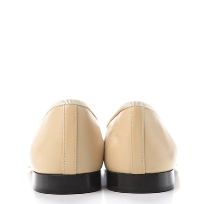 Chanel Lambskin Cap Toe Ballerina Flats 38 Beige Black 6 of 10