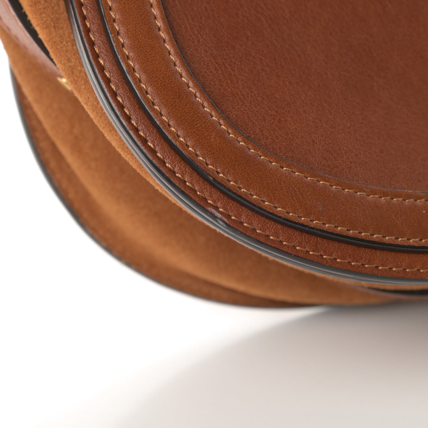 Calfskin Suede Medium Nile Bracelet Bag Caramel