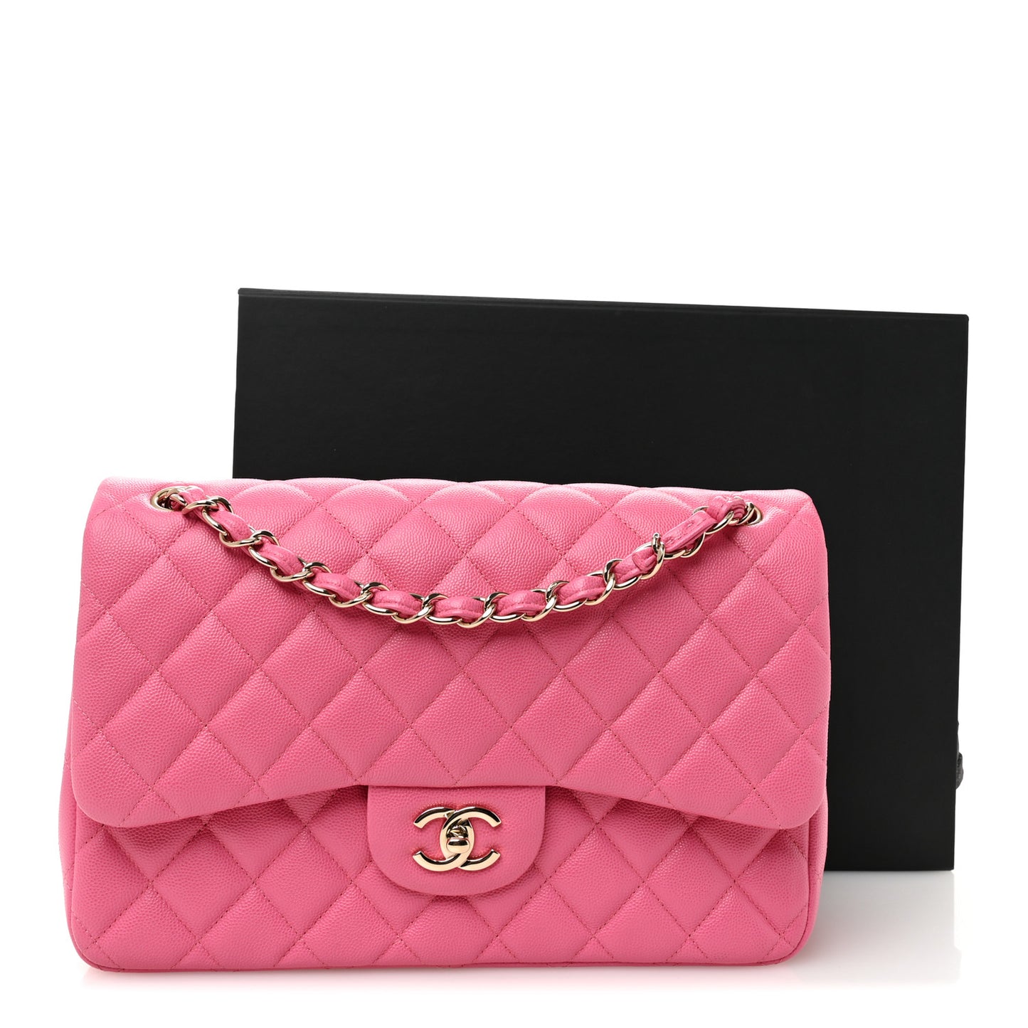 Caviar Quilted Jumbo Double Flap Pink