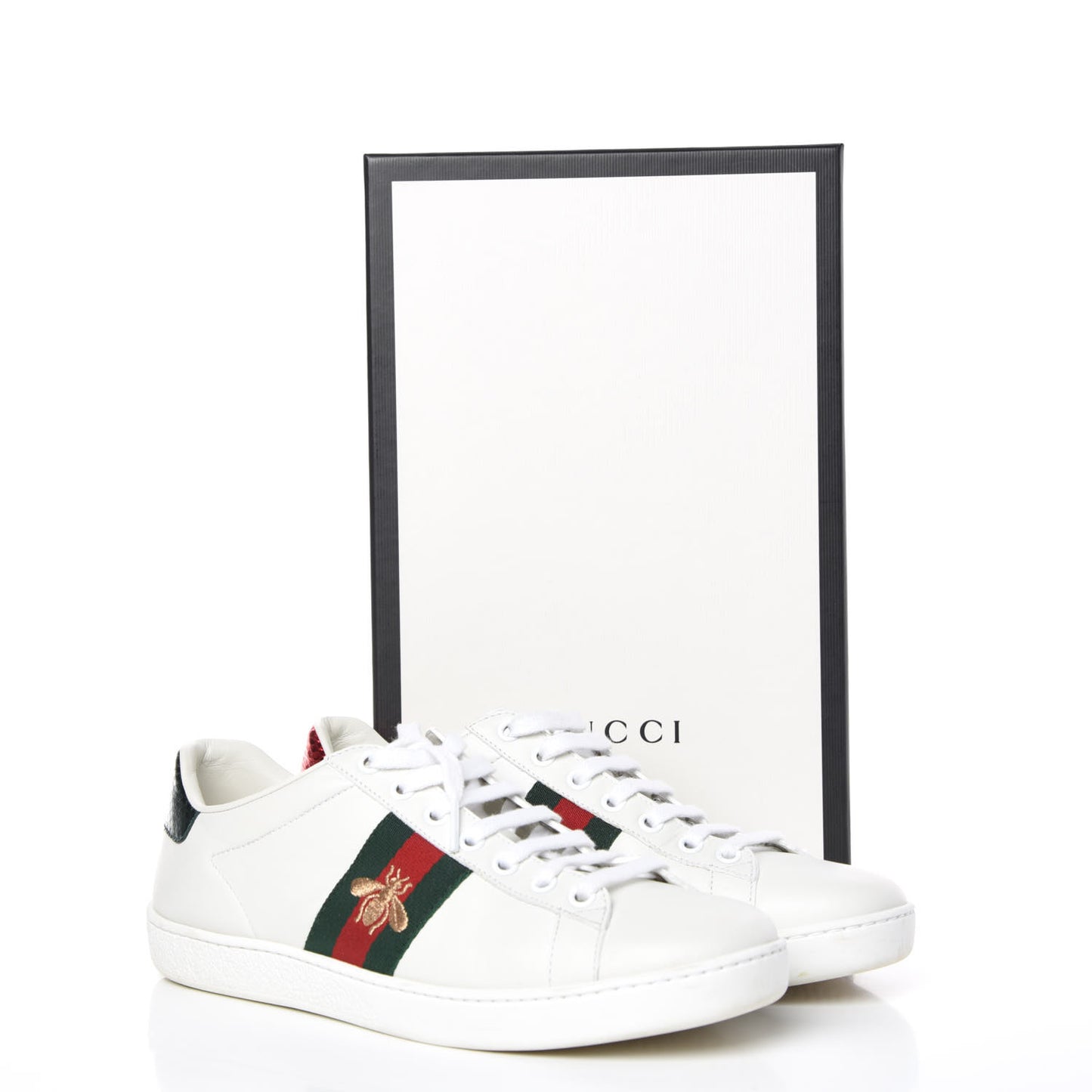 Calfskin Ayers Bee Embroidered Womens Ace Sneakers 37.5 White Green