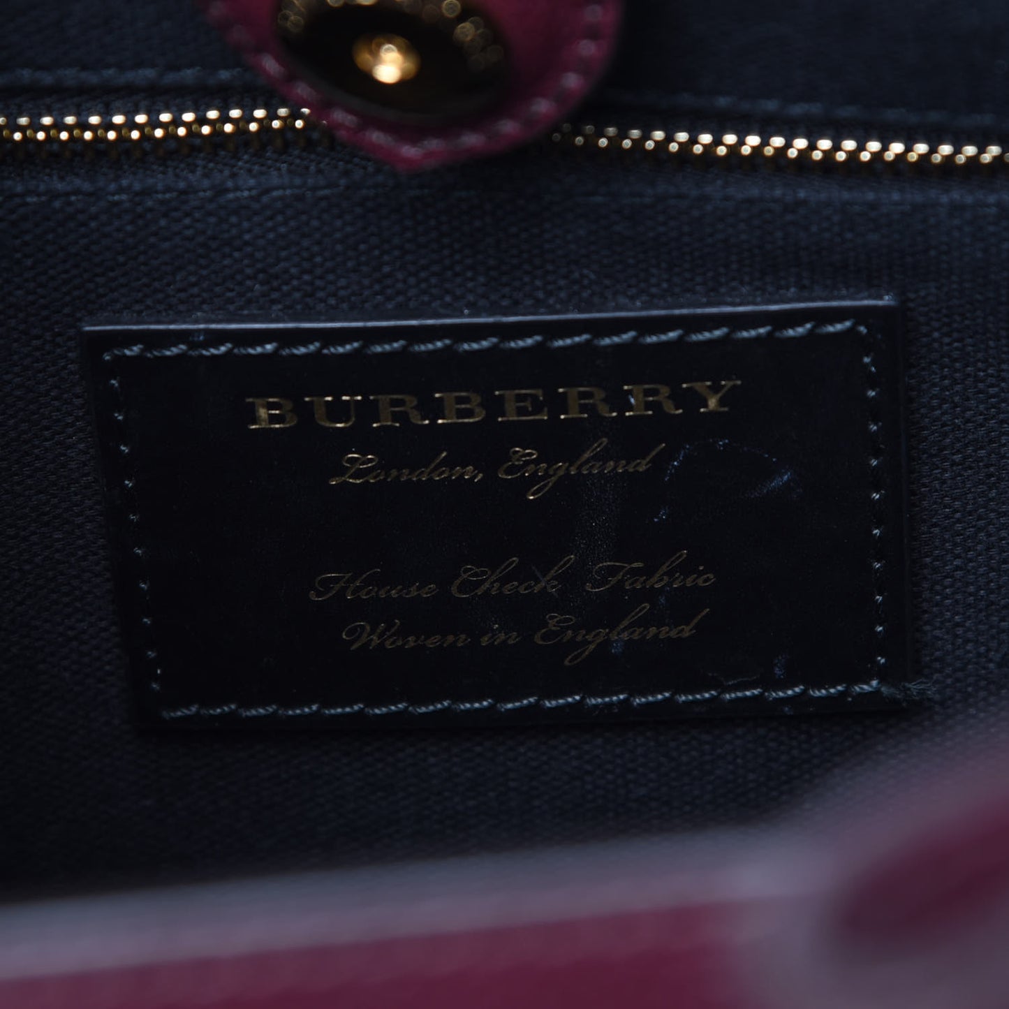 Grainy Calfskin House Check Medium Banner Tote Elderberry