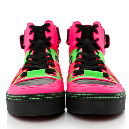 Gucci Calfskin Womens Neon High Top Sneakers 37 Black Neon Green Pink 2 of 14