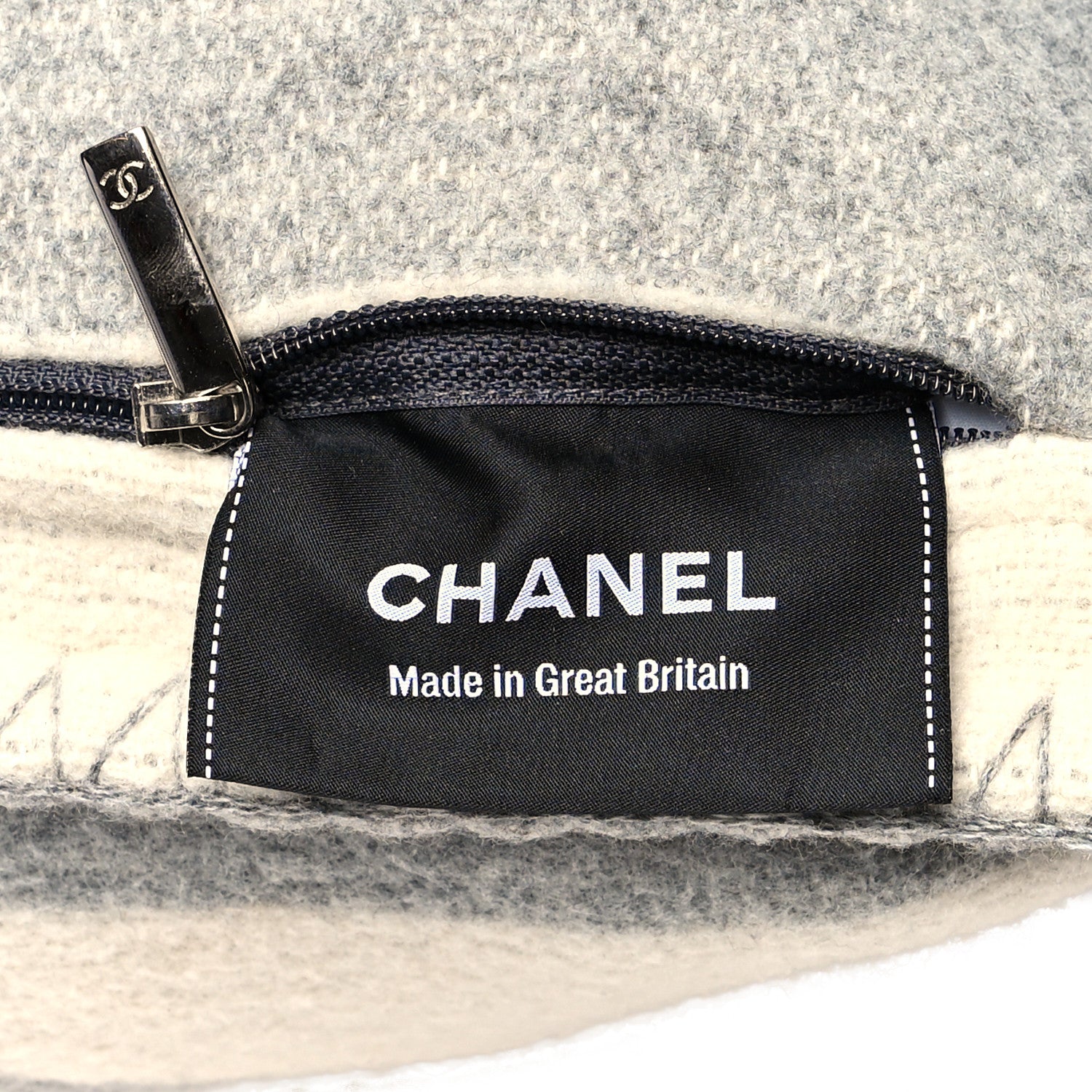 Chanel Merino Wool Cashmere CC Pillow Grey Off White 3 of 3
