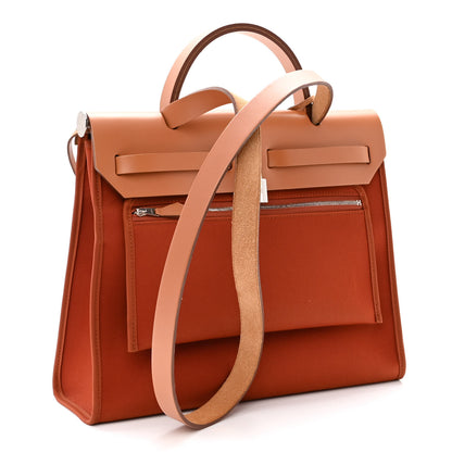 Hermes Military Toile Vache Hunter Herbag Zip 31 PM Cuivre Natural 3 of 9