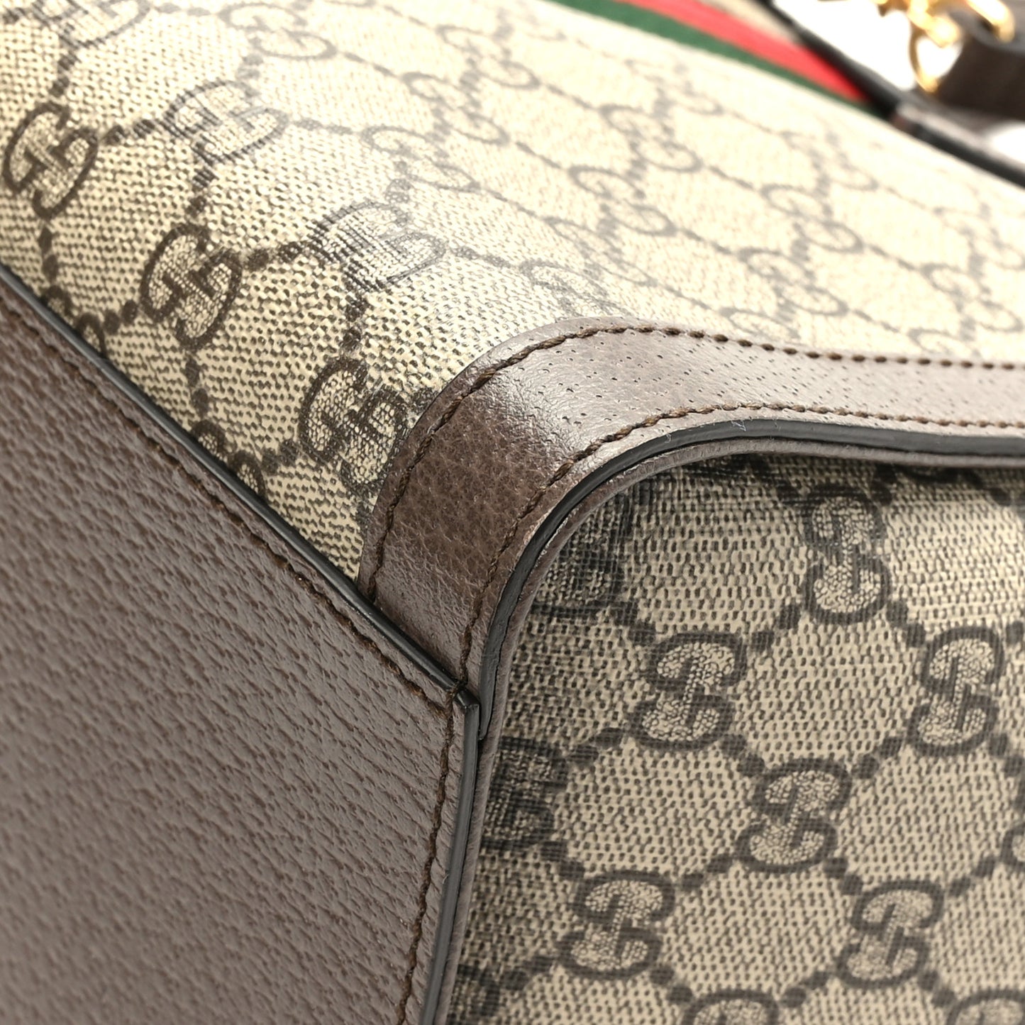 GG Supreme Monogram Web Medium Ophidia Tote Bag Brown