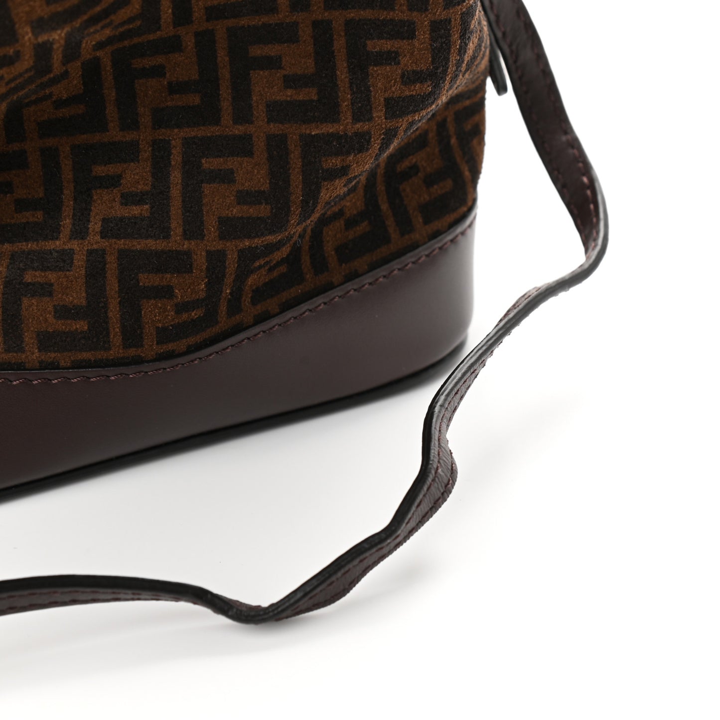 Suede Vitello King F is Fendi Micro FF Mini Mon Tresor Bucket Bag Sigaro Marrone Ebano