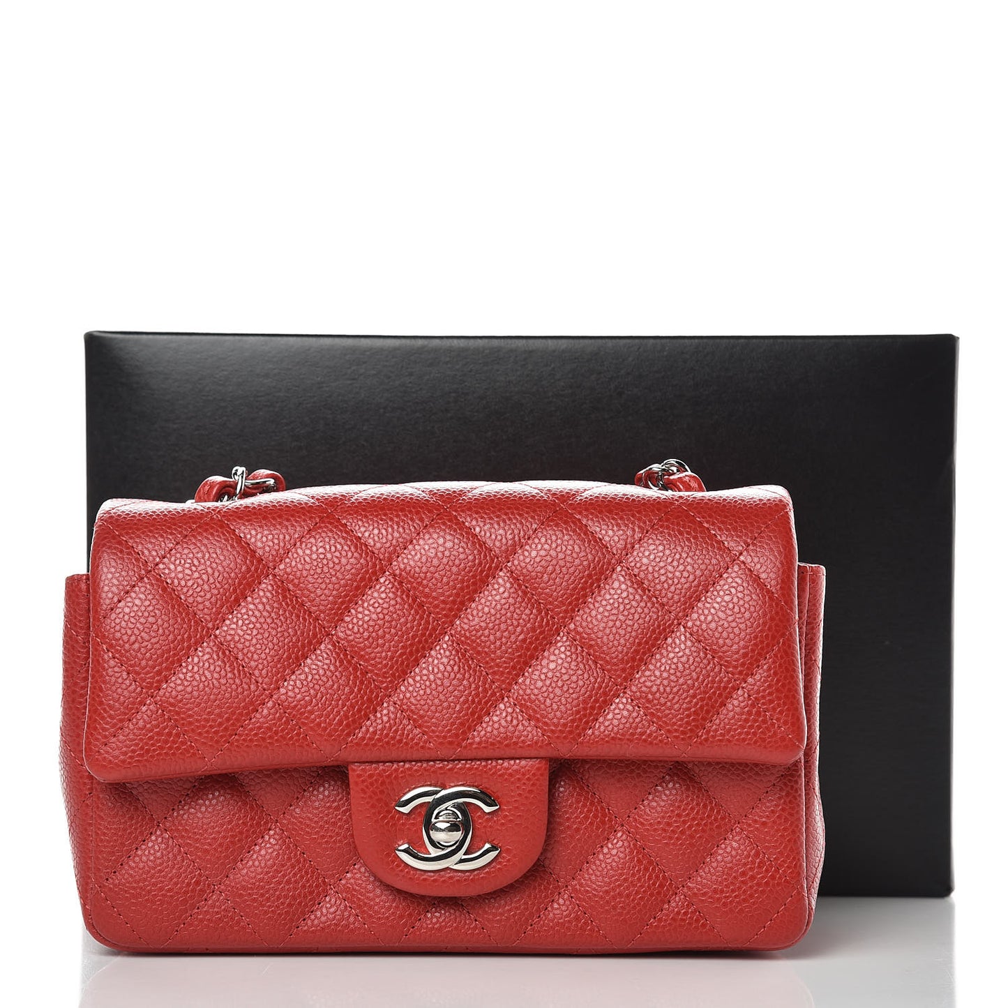 Caviar Quilted Mini Rectangular Flap Red