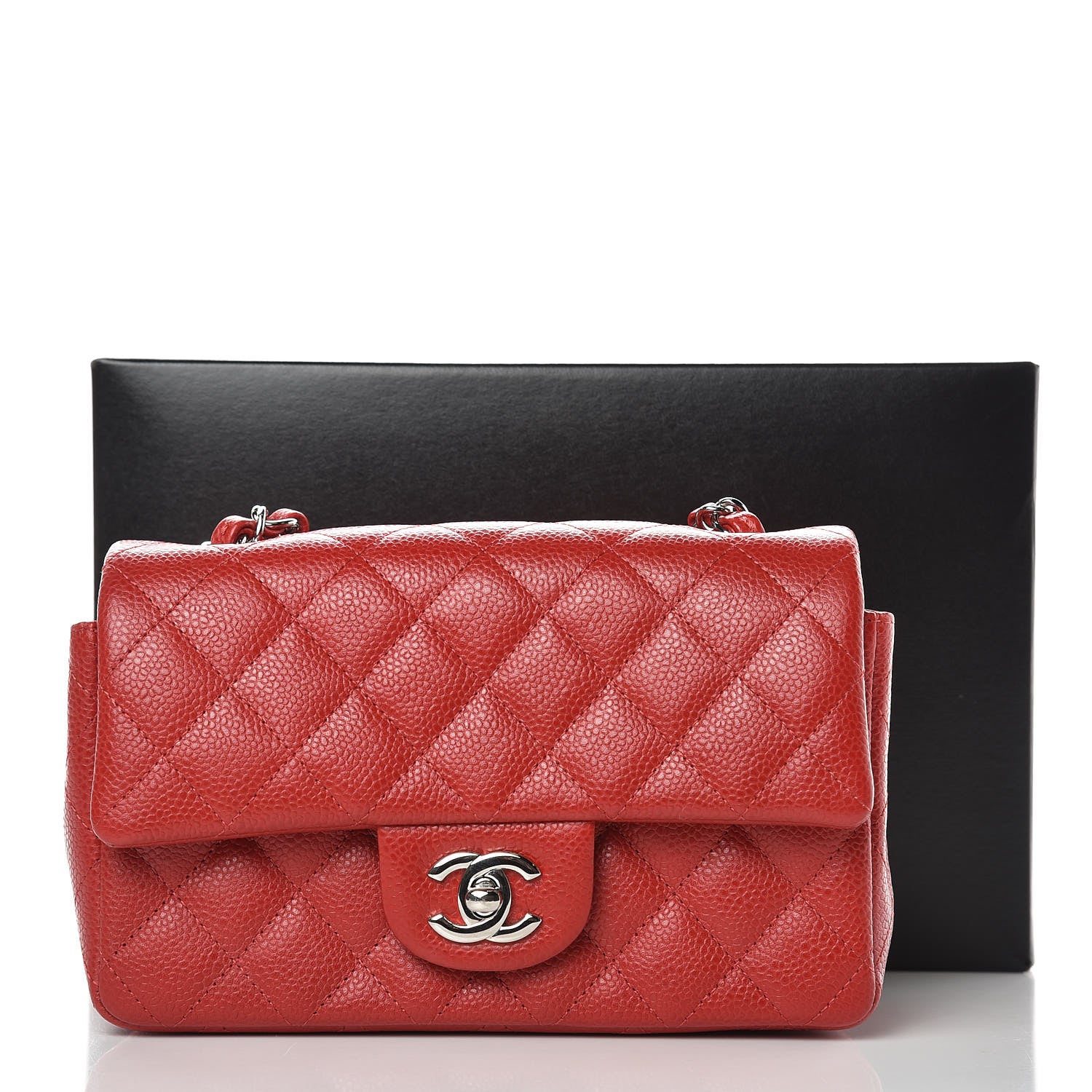Chanel Caviar Quilted Mini Rectangular Flap Red 10 of 10