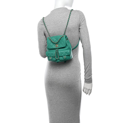 Chanel Caviar Quilted Medium Duma Pockets Drawstring Backpack Green 2 of 11