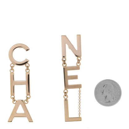 Chanel Metal Cha-Nel Logo Drop Earrings Gold 2 of 5