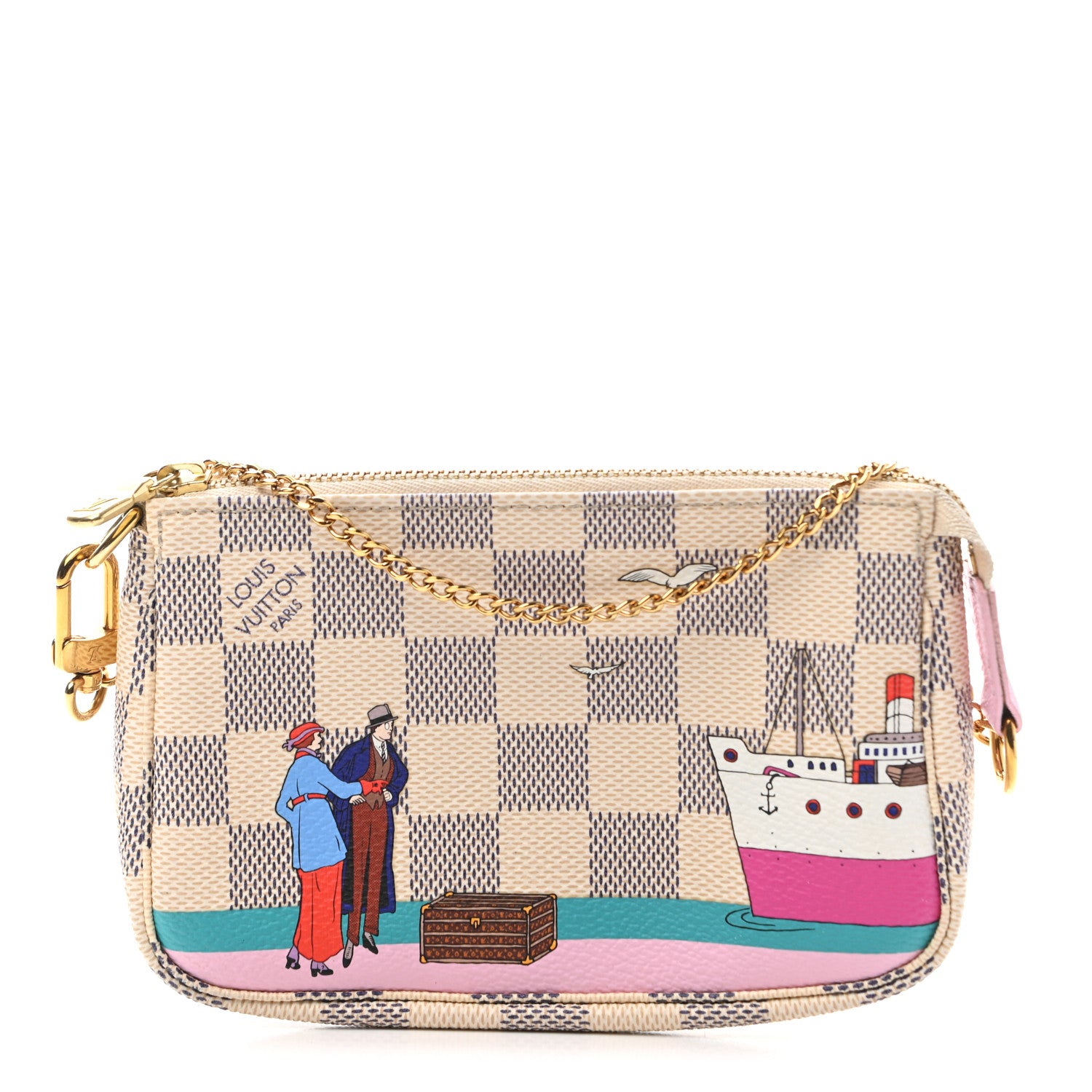 Louis Vuitton Damier Azur 2016 Christmas Animation Mini Pochette Accessories 1 of 9