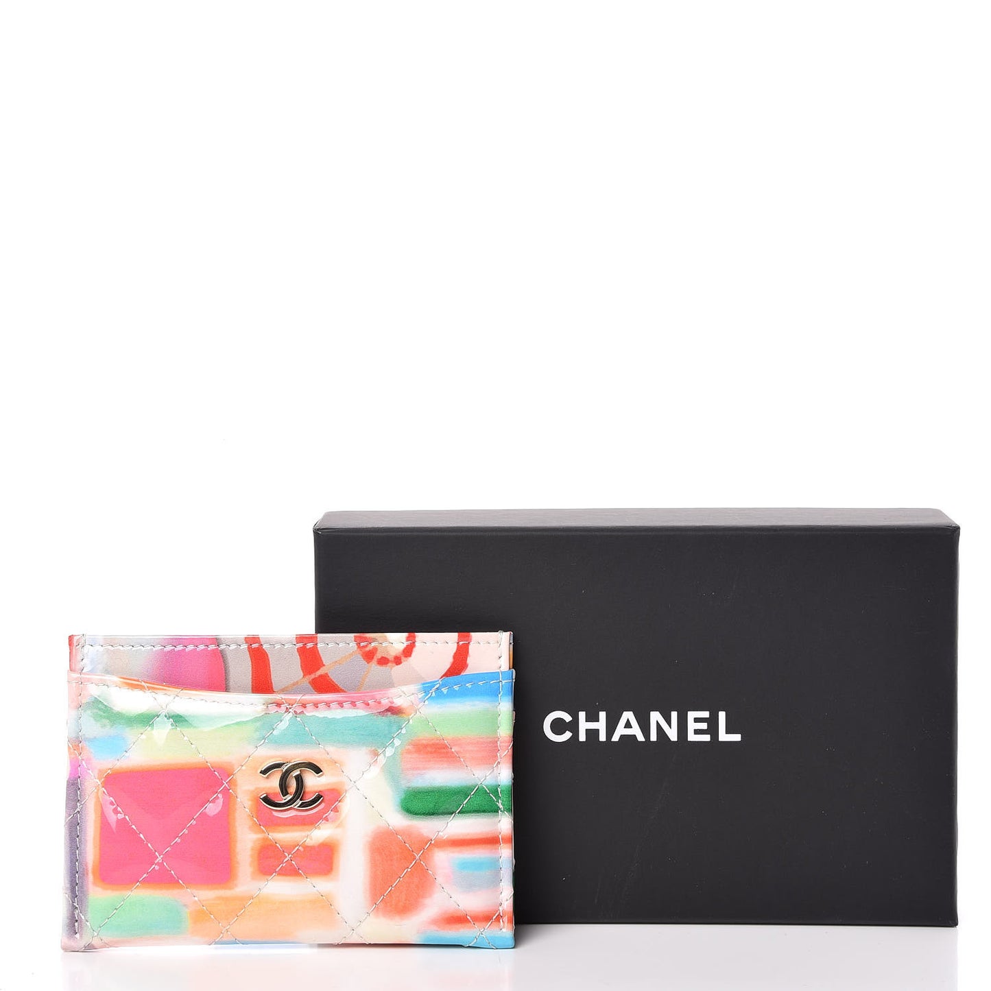 Patent Printed Quilted Card Holder Multicolor