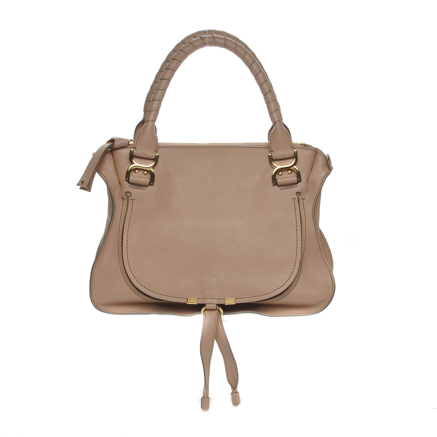 Calfskin Medium Marcie Nude Satchel Natural