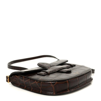 Celine Crocodile Embossed Calfskin Mini Symmetrical Bag Brown 4 of 10