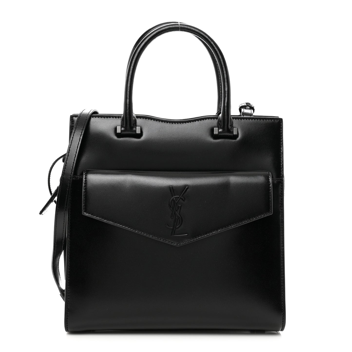 Shiny Calfskin Small Uptown Tote Black