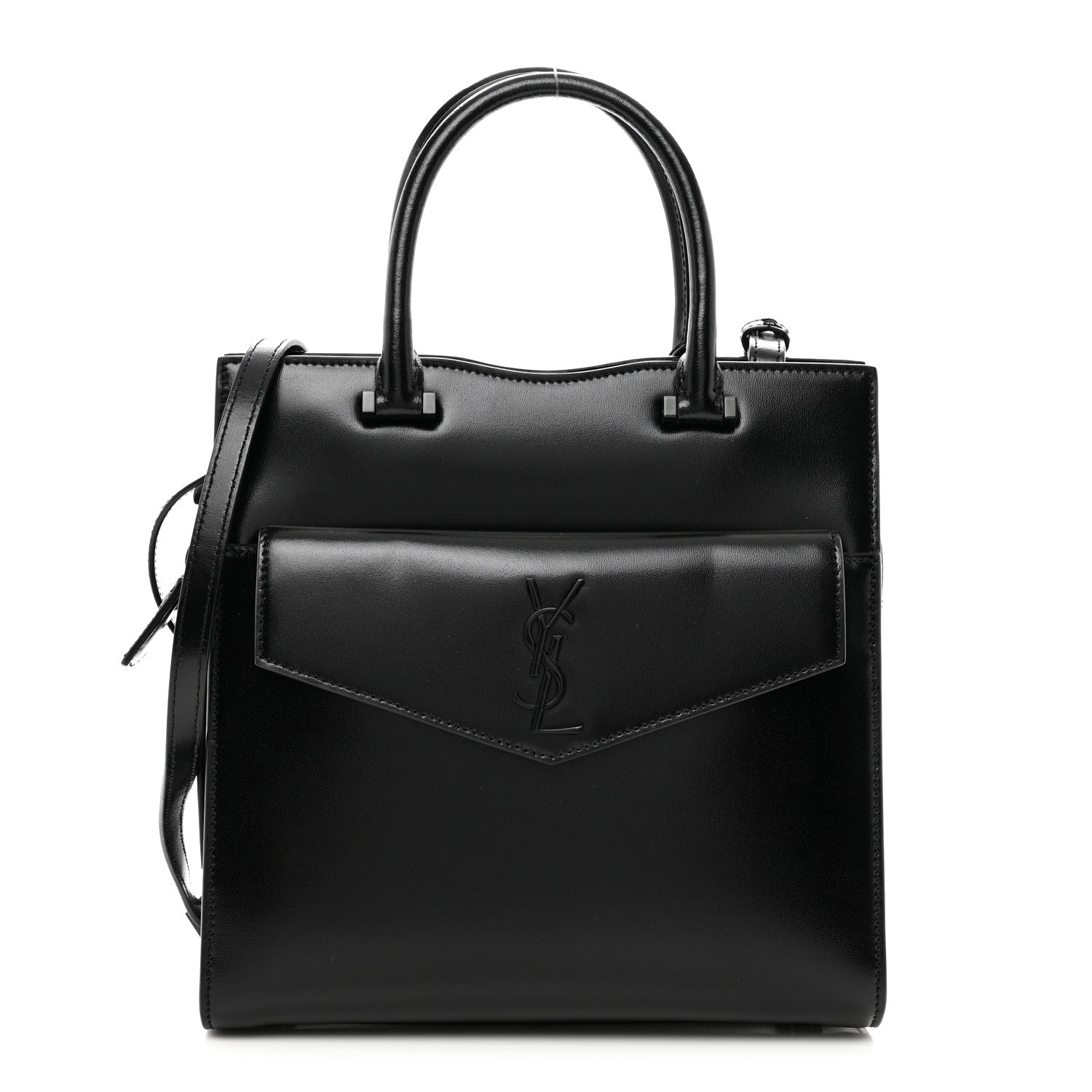 Saint Laurent Shiny Calfskin Small Uptown Tote Black 1 of 9
