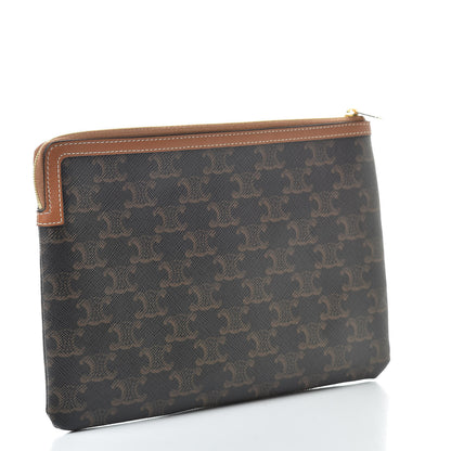Celine Triomphe Canvas Lambskin Small Pouch Tan 3 of 8