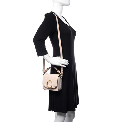 Chloe Calfskin Crocodile Embossed Mini C Double Carry Cement Pink 2 of 9