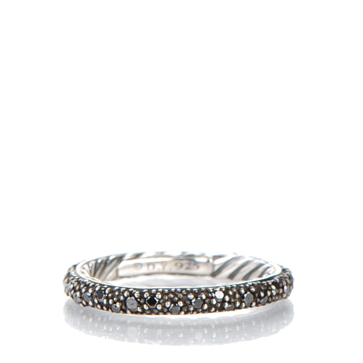 David Yurman Sterling Silver Black Diamond 3mm Midnight Melange Band Ring 51.5 6 1 of 4
