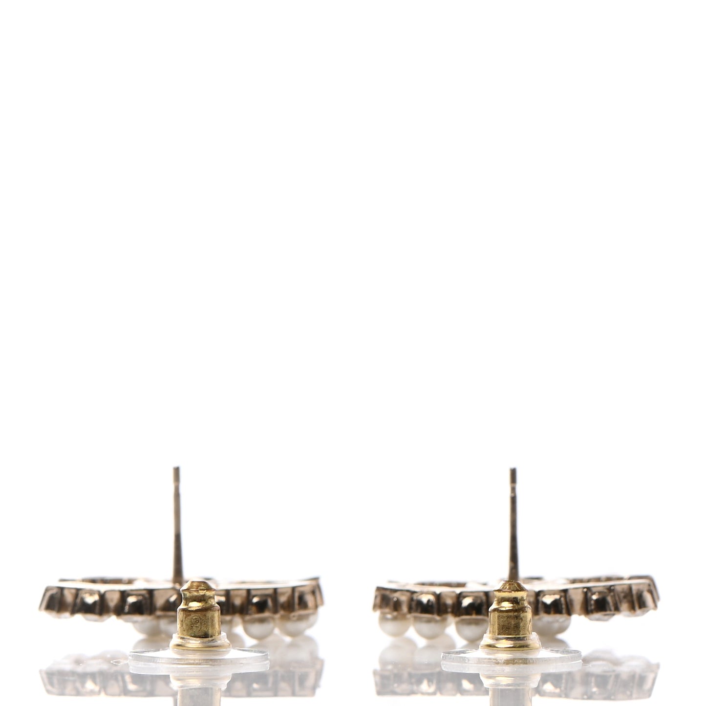 Crystal Pearl CC Dazzling Domino Earrings Gold
