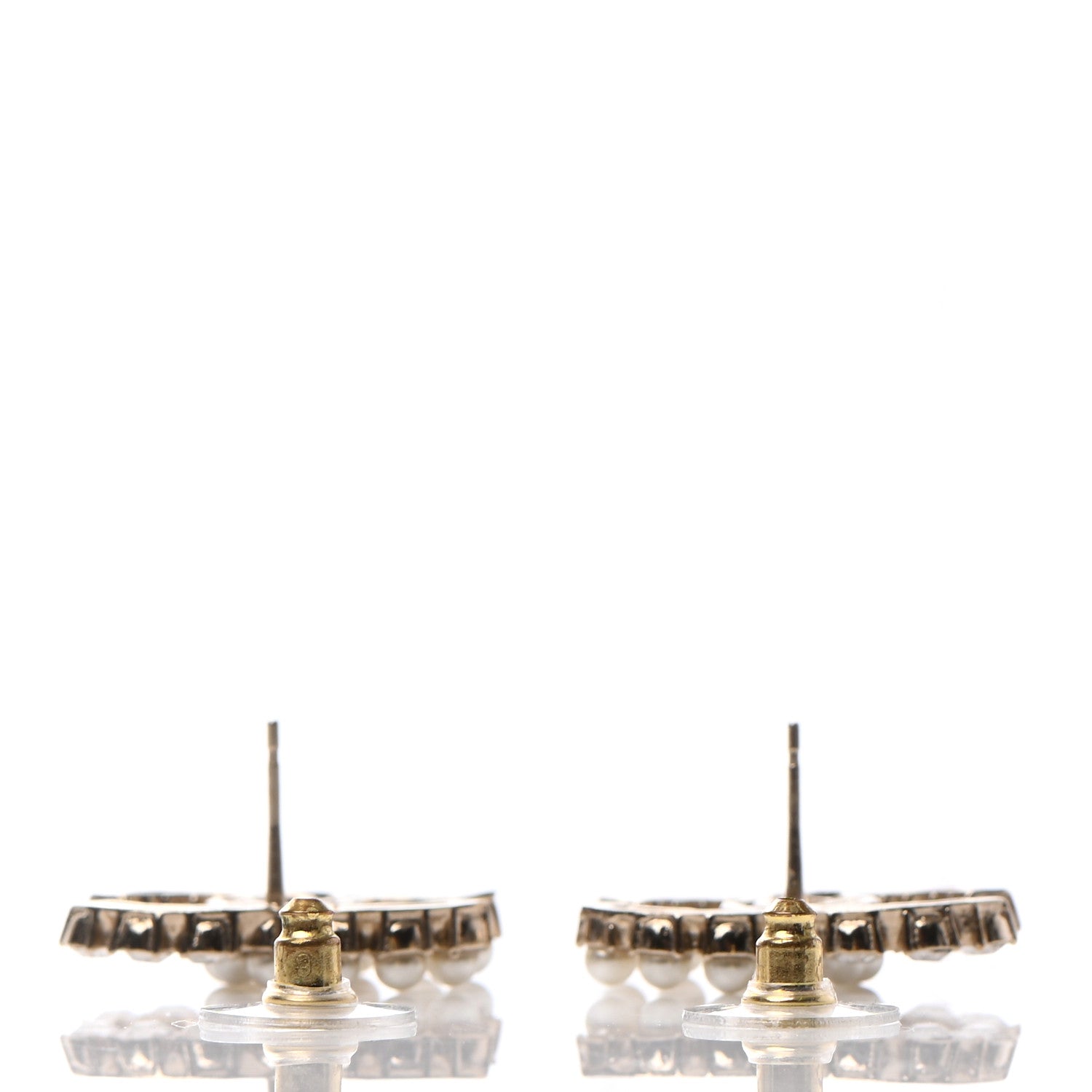 Chanel Crystal Pearl CC Dazzling Domino Earrings Gold 3 of 4