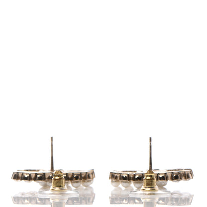 Chanel Crystal Pearl CC Dazzling Domino Earrings Gold 3 of 4