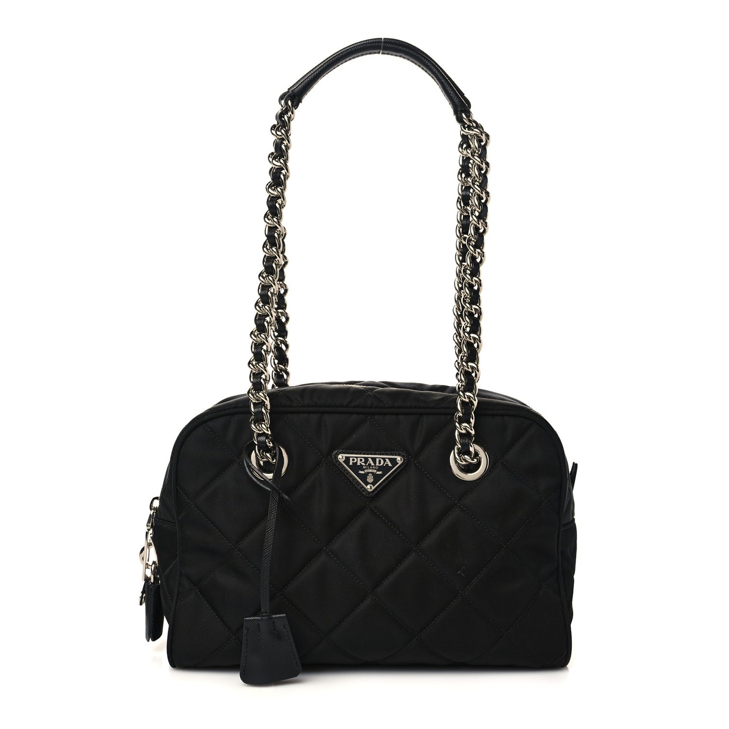 Nylon Tessuto Impuntu Quilted Shoulder Bag Black