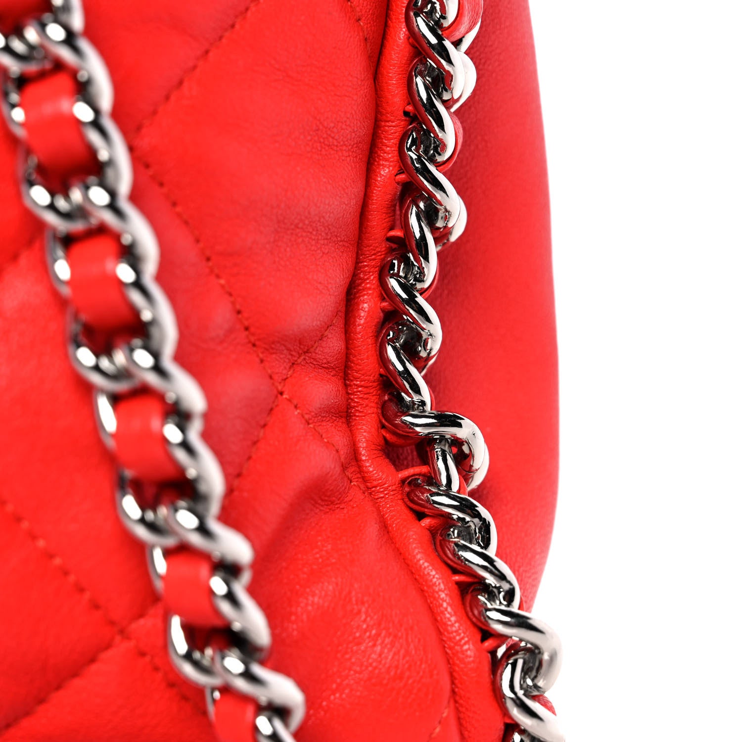 Chanel Washed Lambskin Chain Around Bowler Red 10 of 11
