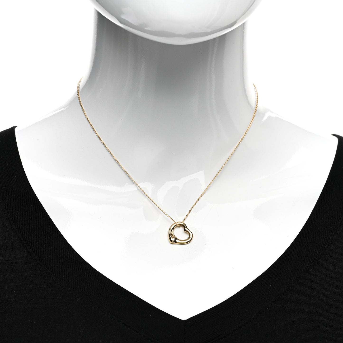 18K Yellow Gold 16mm Elsa Peretti Open Heart Pendant Necklace