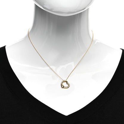 Tiffany 18K Yellow Gold 16mm Elsa Peretti Open Heart Pendant Necklace 2 of 4