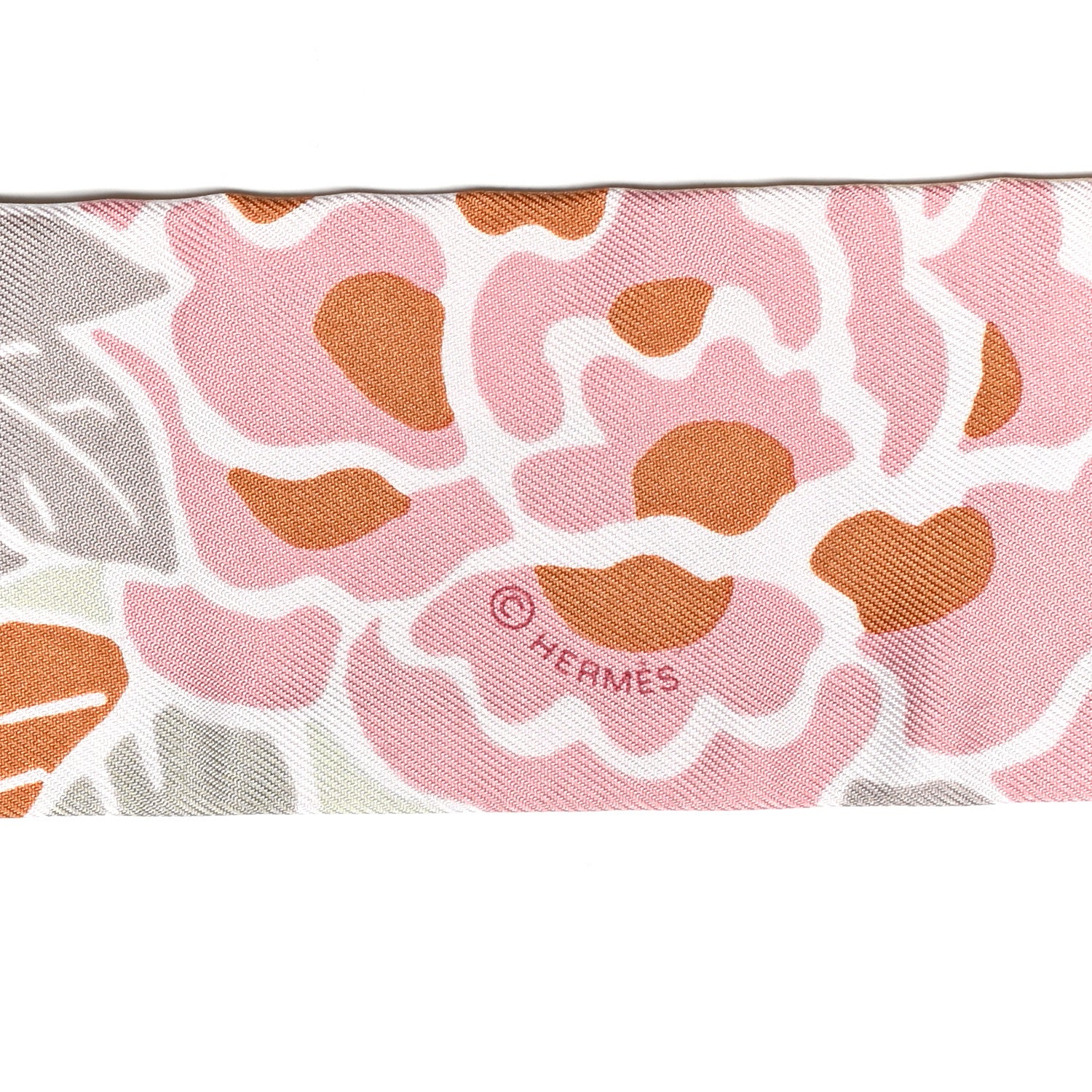 Hermes Silk Bingata Twilly Vieux Rose Vert De Eau 3 of 4