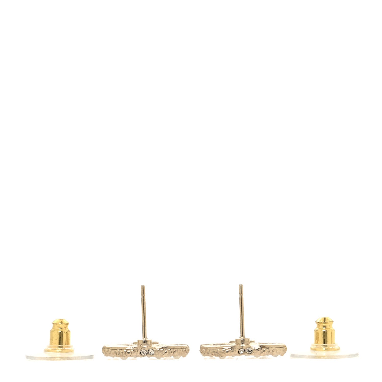 Chanel Pearl Crystal CC Earrings Light Gold 3 of 5