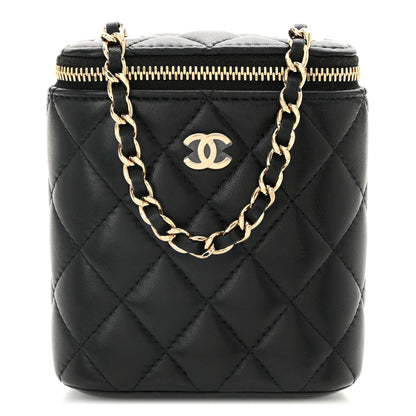 Chanel Lambskin Quilted Small Vertical Coco Beauty Vanity Case With Chain Black 1 of 10