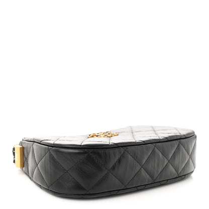 Chanel Crumpled Calfskin Quilted Braided CC Small Hobo Black 4 of 11