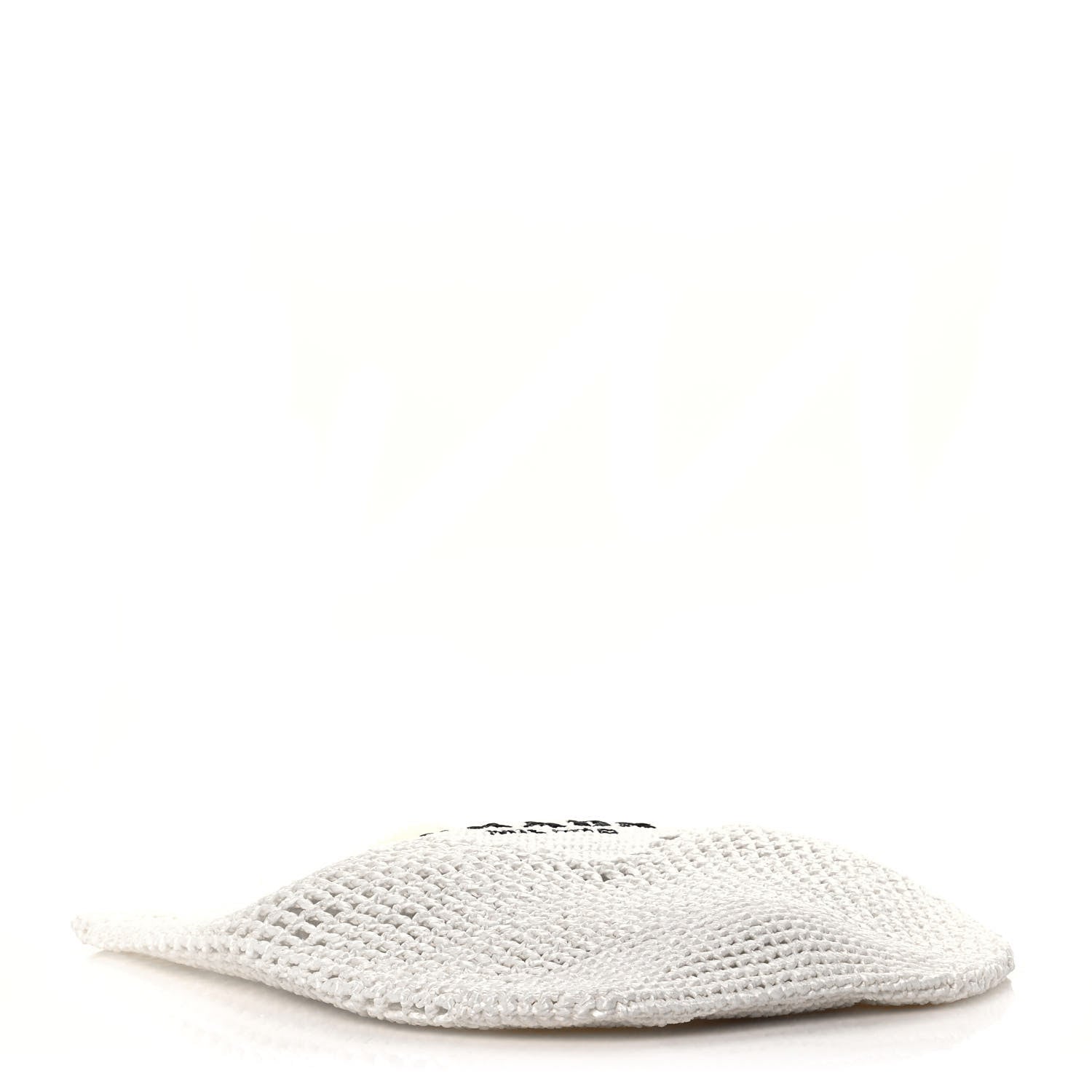 Prada Yarn Raffia Effect Crochet Logo Embroidered Shopping Tote Bag White 4 of 11