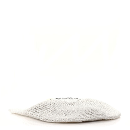 Prada Yarn Raffia Effect Crochet Logo Embroidered Shopping Tote Bag White 4 of 11