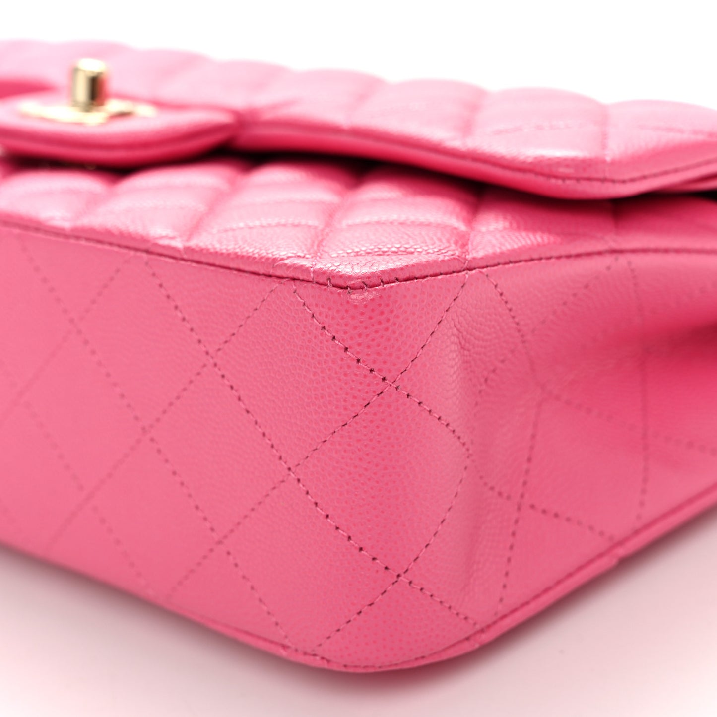 Caviar Quilted Medium Double Flap Pink