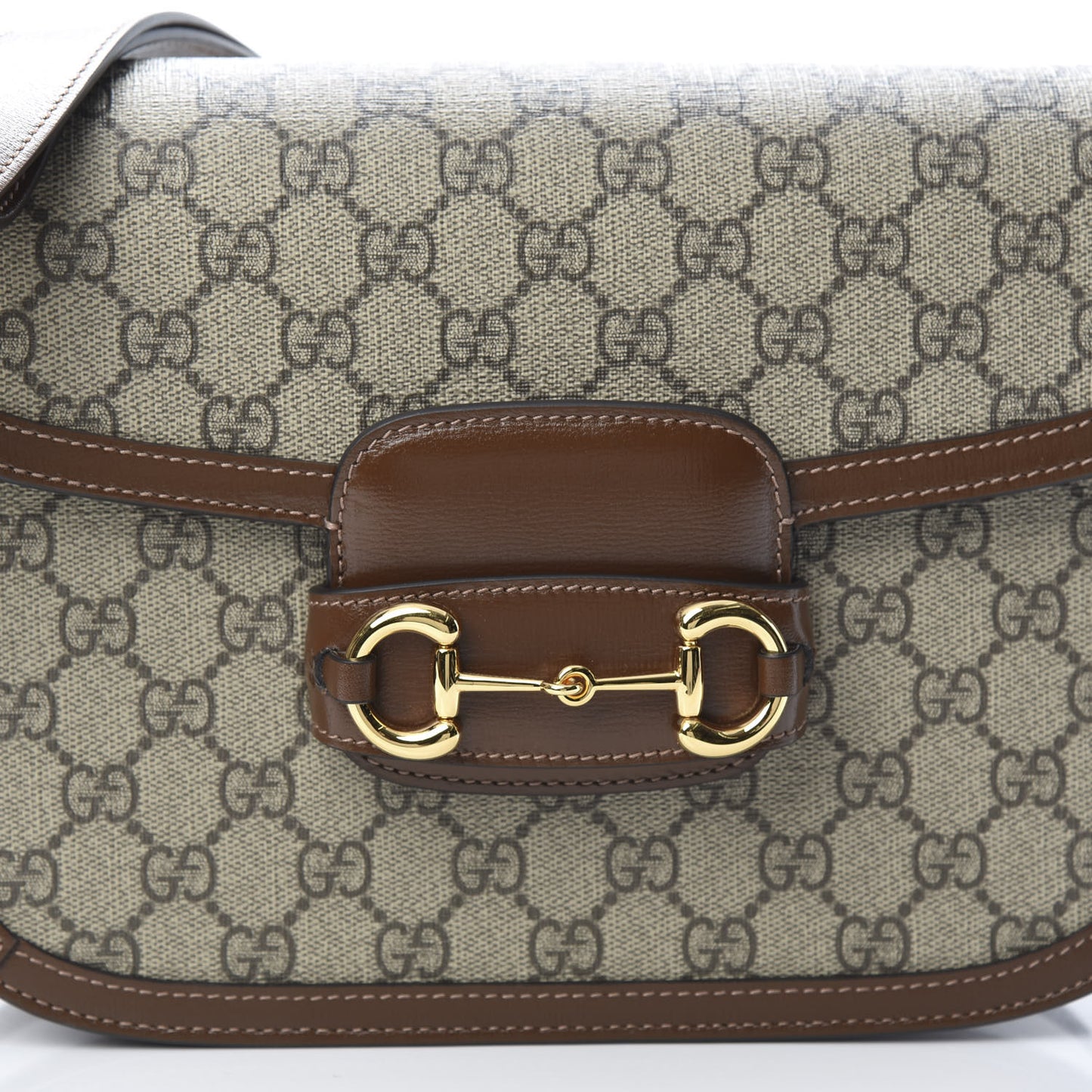 GG Supreme Monogram Horsebit 1955 Shoulder Bag Beige Brown Sugar