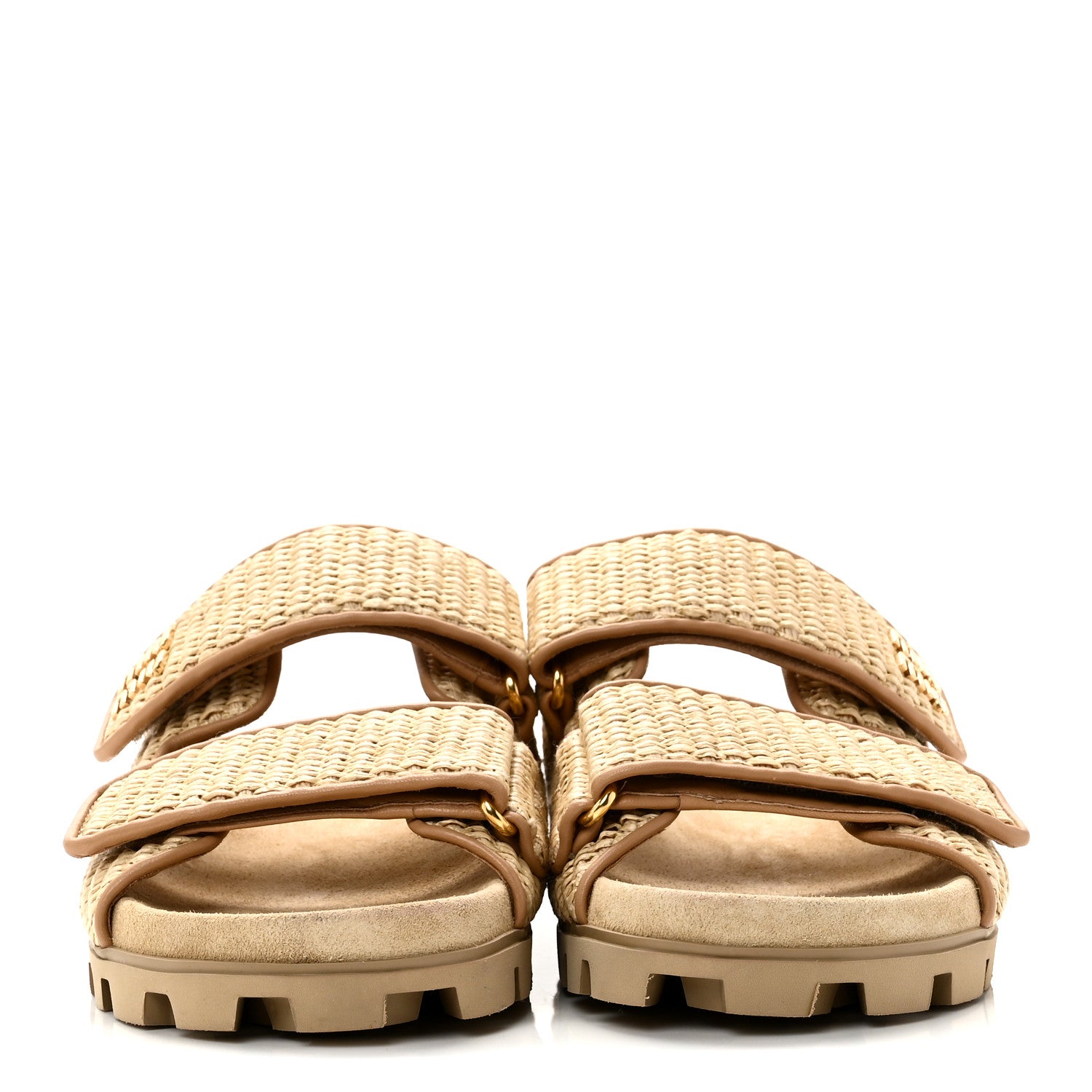 Miu Miu Raffia Logo Slide Sandals 39 Naturale 2 of 10