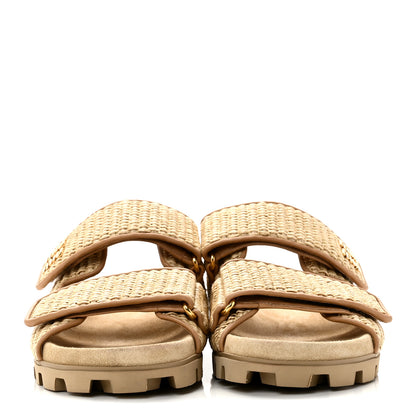 Miu Miu Raffia Logo Slide Sandals 39 Naturale 2 of 10