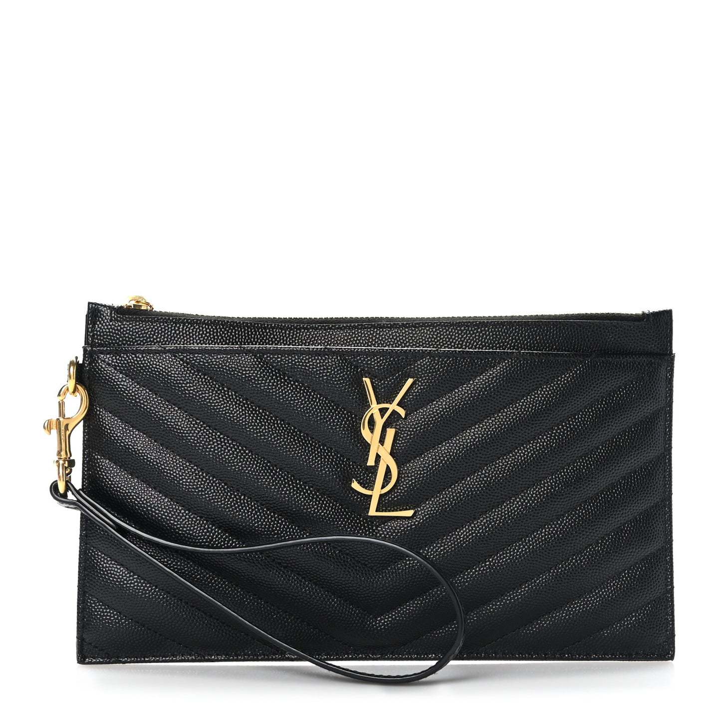 Grain De Poudre Chevron Monogram Large Bill Pouch Black