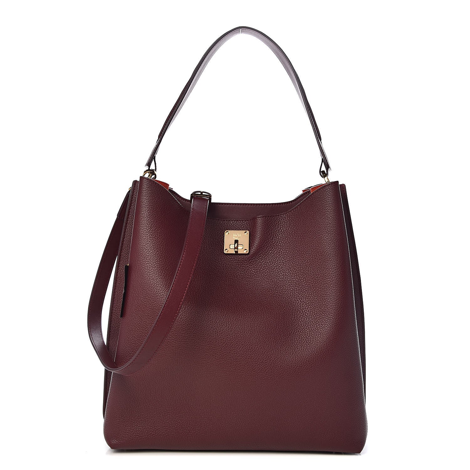 MCM Grained Calfskin Large Milla Hobo Rustic Brown 1 of 8