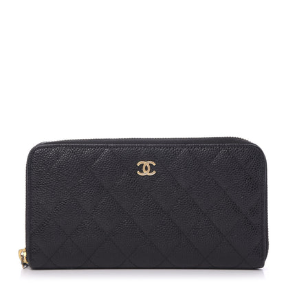 Chanel Caviar Quilted Large Gusset Zip Around Wallet Black 1 of 8
